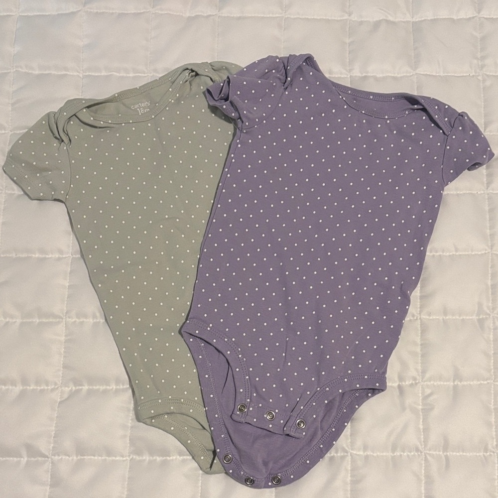 Carter's Green and Purple Polka Dot Bodysuits